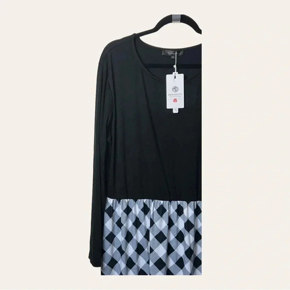 1082. MEROKEETY FASHION MAXI DRESS WITH LONG SLEEVES SIZE 2XL BLACK/WHITE - Picture 3 of 9